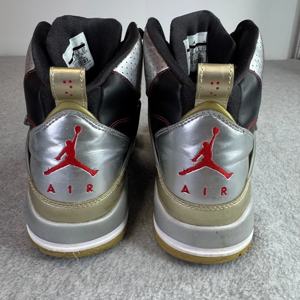 Nike Air Jordan Flight 45 High Mens Size 9 Black Metallic‎ Silver 616816-052